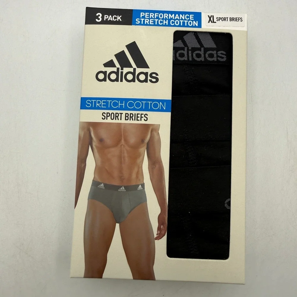 Adidas Performance Stretch Cotton Sport Briefs Mens XL Black Grey IR0837